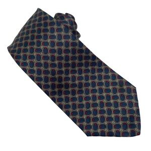 Lanvin Paris Italy Necktie Teal Taupe Red Oval‎ Print Designer 3.25"